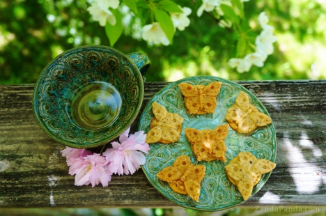 Chipotle-Honey Goat Cheese and Almond Butterflies made with ZANDA PANDA’s Kaleidoscope Butterfly Mold